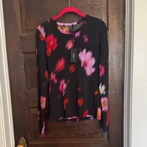 Rag & Bone - Sabeen Long Sleeve Top, Black / Floral - NWT Size M